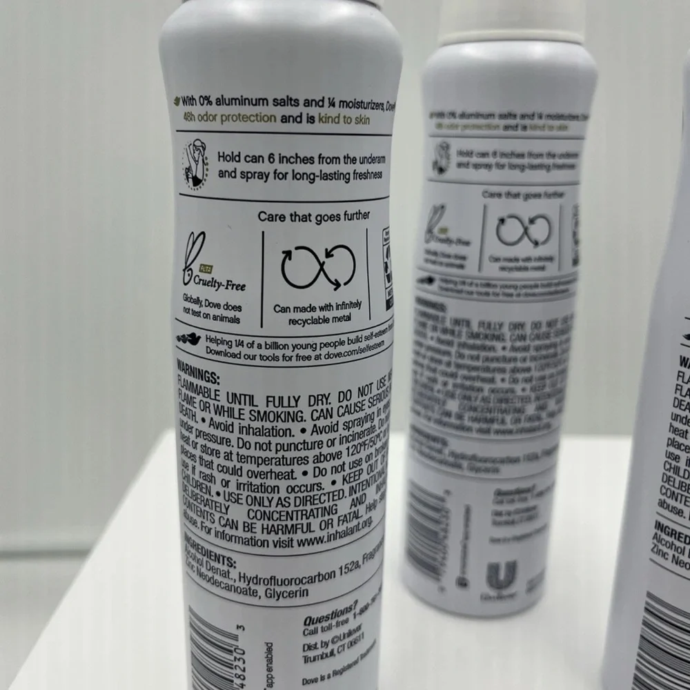 3 Pk Dove 0% Aluminum Pomegranate & Lemon Verbena 48 Hour Deodorant Spray-4oz - Picture 4 of 6